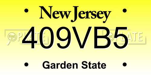 409VB5 New Jersey License Plate