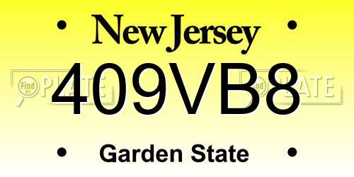 409VB8 New Jersey License Plate