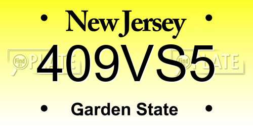 409VS5 New Jersey License Plate