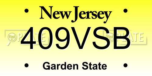 409VSB New Jersey License Plate