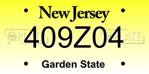409Z04 New Jersey License Plate
