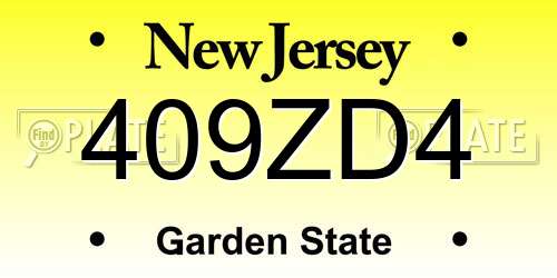 409ZD4 New Jersey License Plate