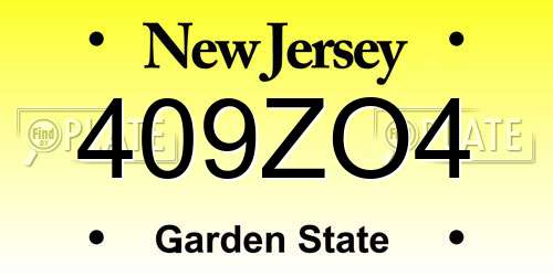 409ZO4 New Jersey License Plate