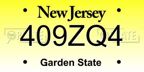 409ZQ4 New Jersey License Plate