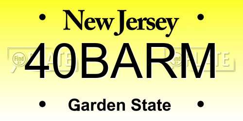 40BARM New Jersey License Plate