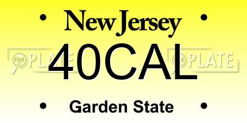 40CAL New Jersey License Plate