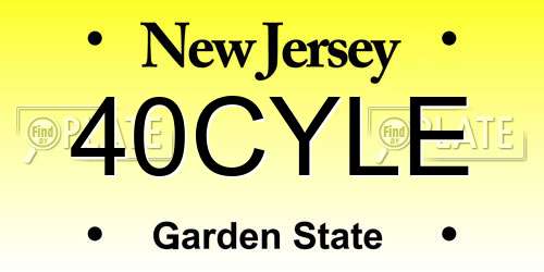 40CYLE New Jersey License Plate