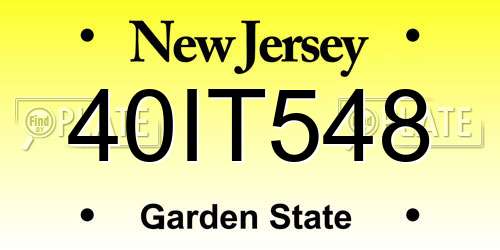 40IT548 New Jersey License Plate