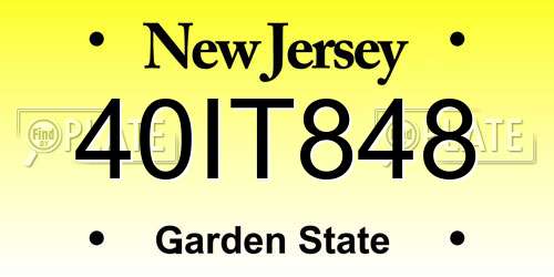 40IT848 New Jersey License Plate