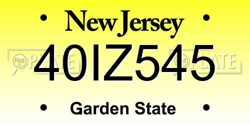 40IZ545 New Jersey License Plate