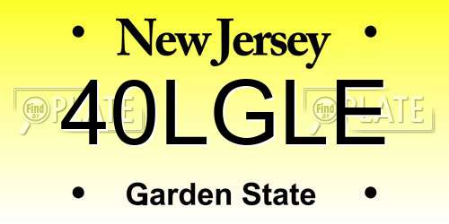 40LGLE New Jersey License Plate