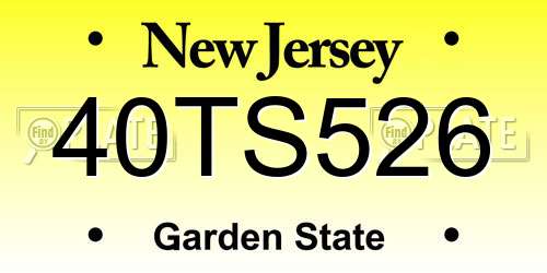 40TS526 New Jersey License Plate