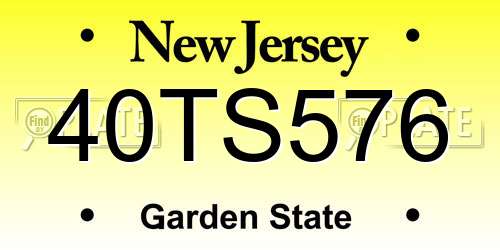 40TS576 New Jersey License Plate