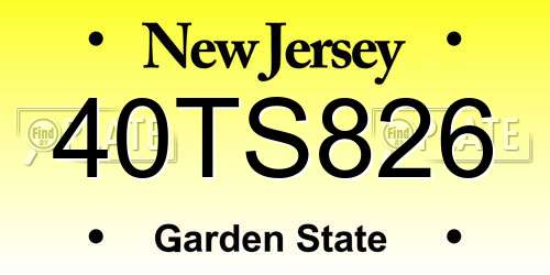 40TS826 New Jersey License Plate