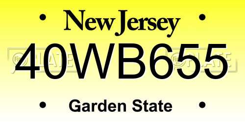 40WB655 New Jersey License Plate