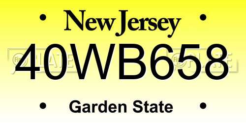 40WB658 New Jersey License Plate