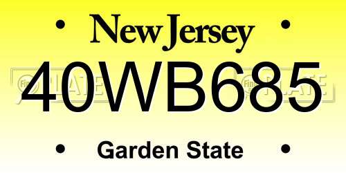 40WB685 New Jersey License Plate