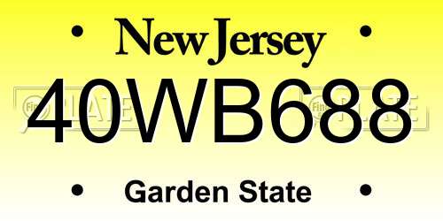 40WB688 New Jersey License Plate