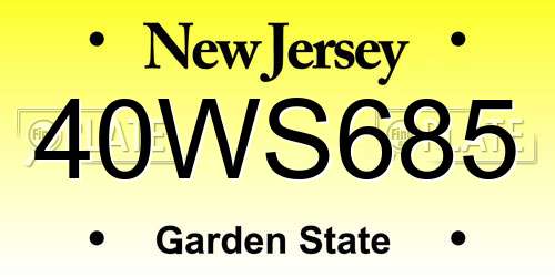 40WS685 New Jersey License Plate