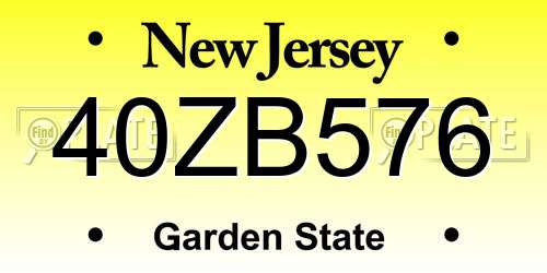 40ZB576 New Jersey License Plate
