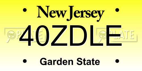 40ZDLE New Jersey License Plate