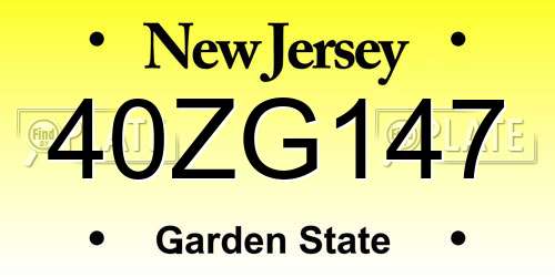 40ZG147 New Jersey License Plate