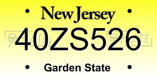 40ZS526 New Jersey License Plate
