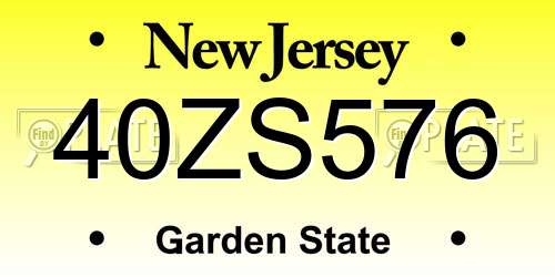 40ZS576 New Jersey License Plate