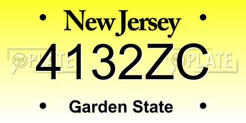 4132ZC New Jersey License Plate