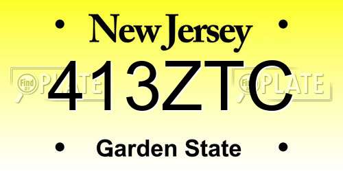 413ZTC New Jersey License Plate
