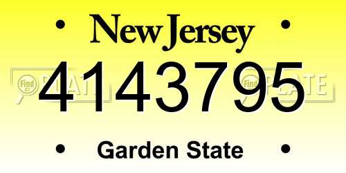 4143795 New Jersey License Plate