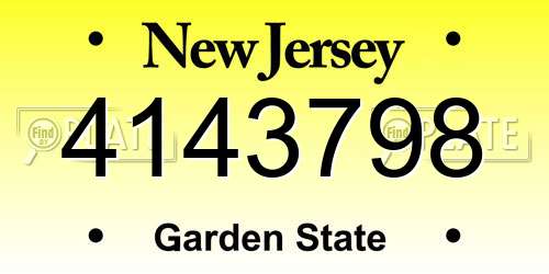 4143798 New Jersey License Plate