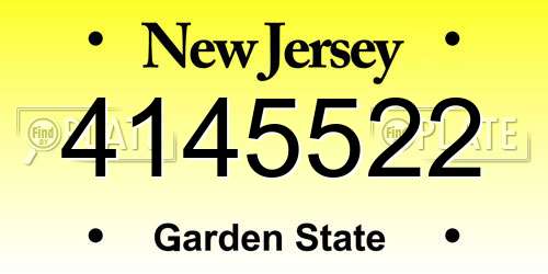 4145522 New Jersey License Plate