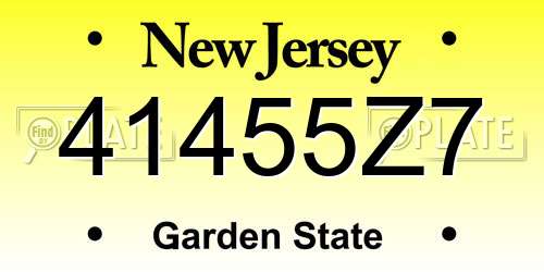 41455Z7 New Jersey License Plate