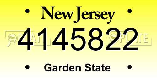 4145822 New Jersey License Plate