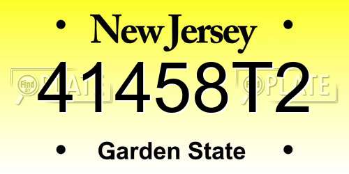 41458T2 New Jersey License Plate