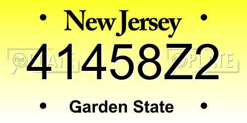 41458Z2 New Jersey License Plate