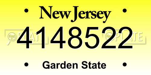 4148522 New Jersey License Plate