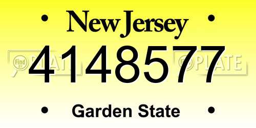 4148577 New Jersey License Plate