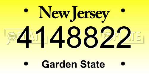 4148822 New Jersey License Plate
