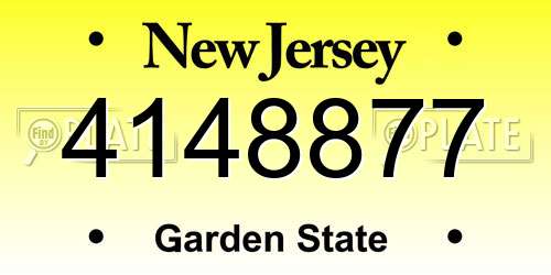 4148877 New Jersey License Plate