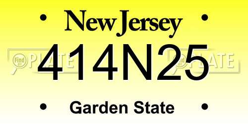 414N25 New Jersey License Plate