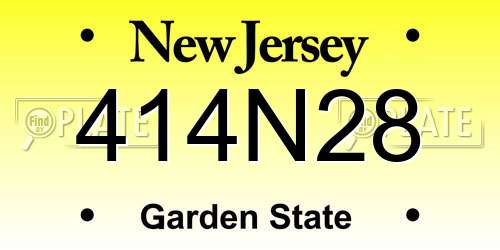 414N28 New Jersey License Plate