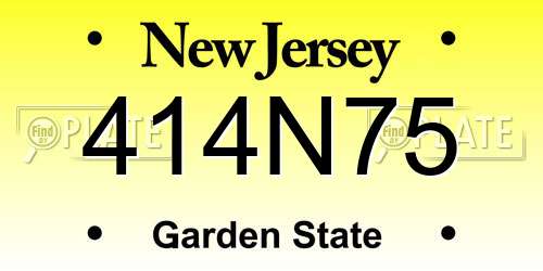 414N75 New Jersey License Plate