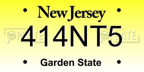 414NT5 New Jersey License Plate