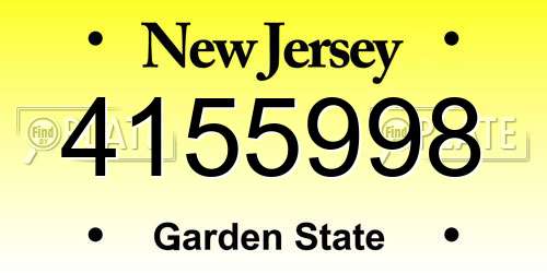4155998 New Jersey License Plate
