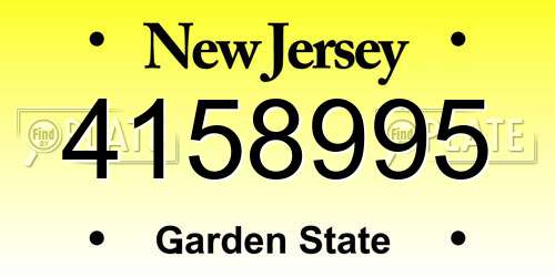 4158995 New Jersey License Plate