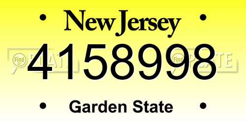4158998 New Jersey License Plate
