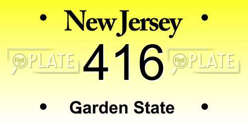 416 New Jersey License Plate