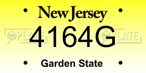 4164G New Jersey License Plate